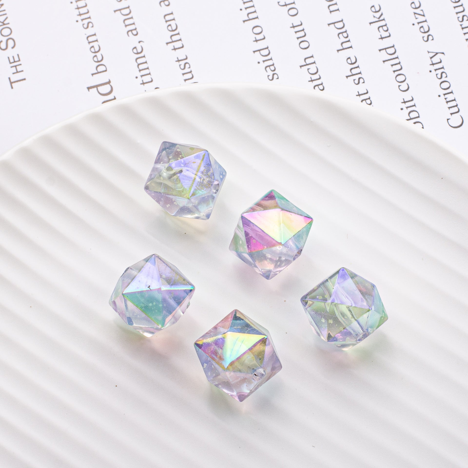 Wholesale 10pcs DIY Luminous Square Beads Prismatic Acrylic Straight Hole Beads